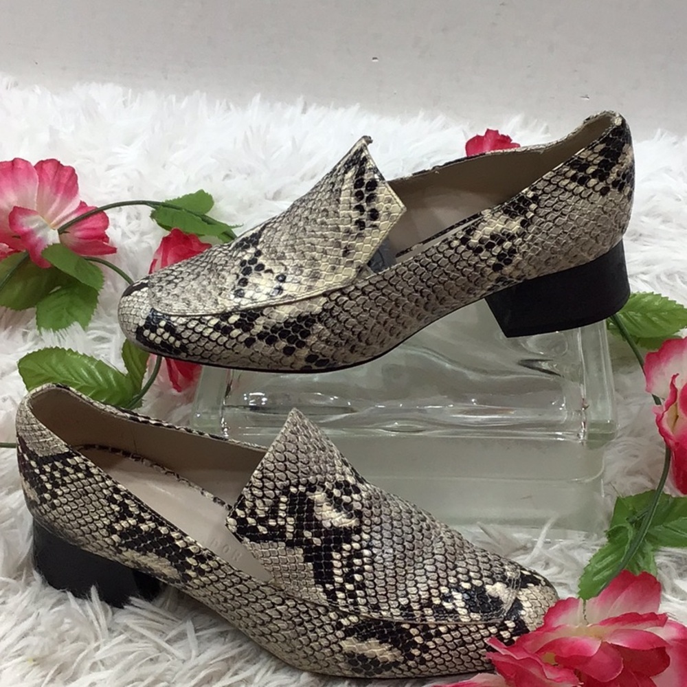 Freda Salvador Cooper snakeskin heeled loafers 7.5